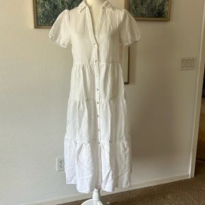 ZARA Linen Blend Tiered Summer Dress Size Medium